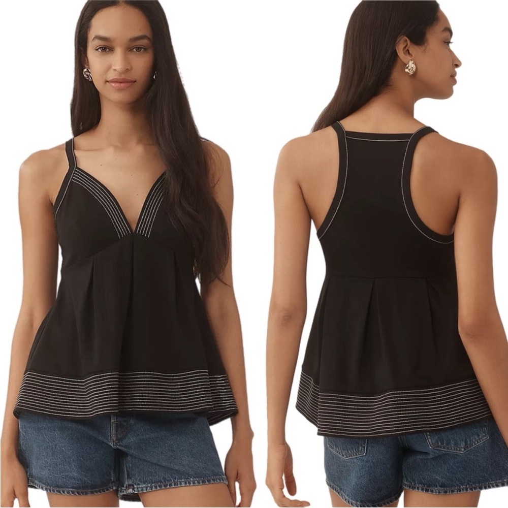 Anthropologie Deep-V-Neck Peplum Strappy Top